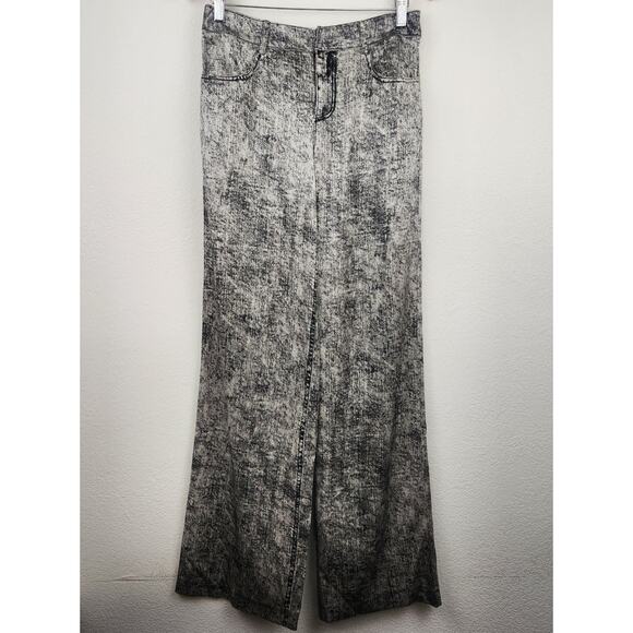 Retrofete Verona Silk Pant in Black Acid Denim Size Small NWT Wide Leg - Picture 2 of 11